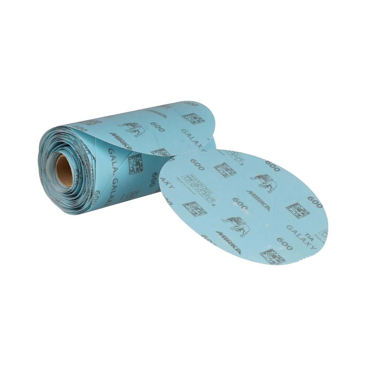 Mirka Galaxy 600 grit sanding disc roll and single no-hole disc