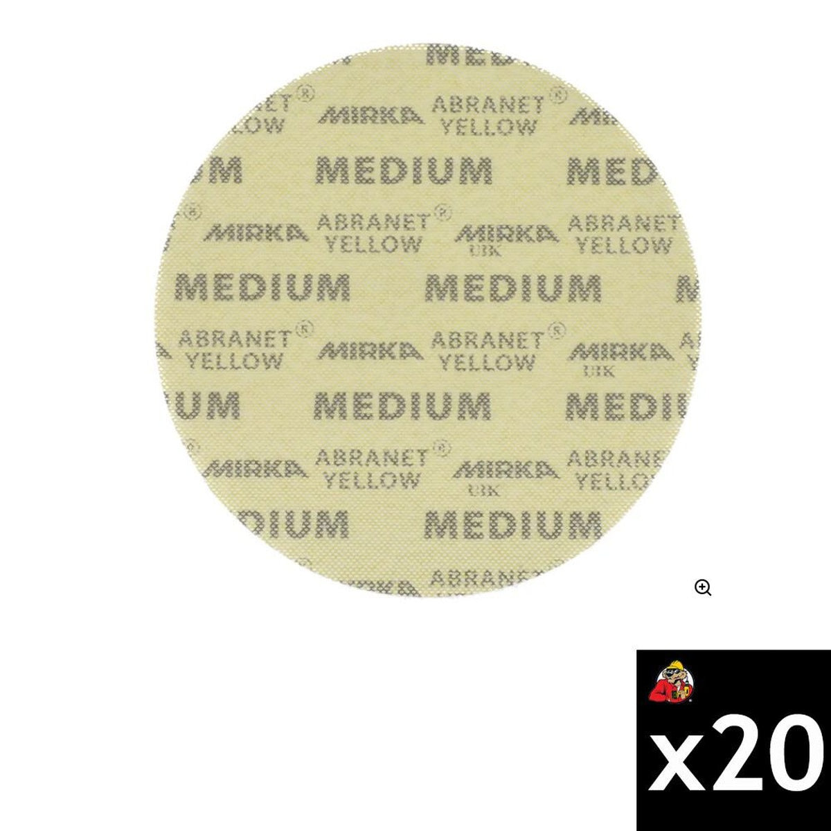 Mirka Abranet Yellow 9-in. medium abrasive sanding disc, 20-pack