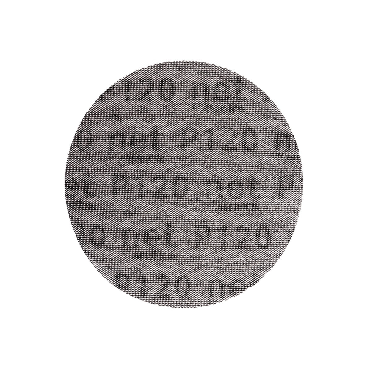 Mirka Autonet 120 grit 150 mm grip sanding disc back view with printed markings