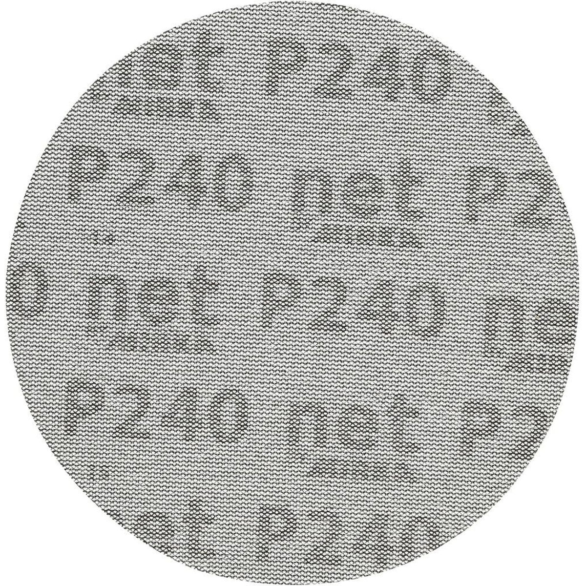 Back view of Mirka Autonet 6-in. 240 grit mesh sanding disc with printed markings