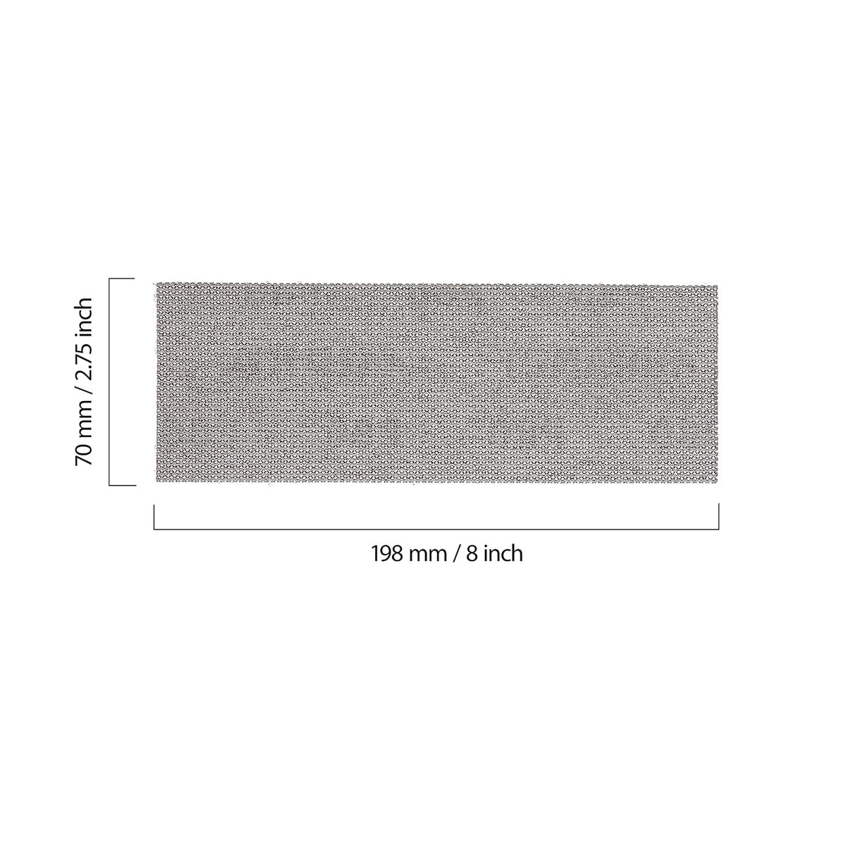 Single Mirka Abranet net sanding sheet measuring 2.75 x 8 inches