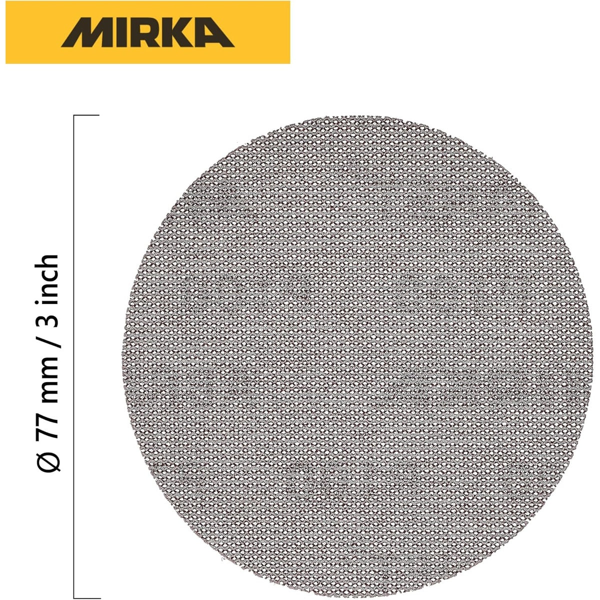 Single Mirka Abranet 3-inch mesh sanding disc with size callout