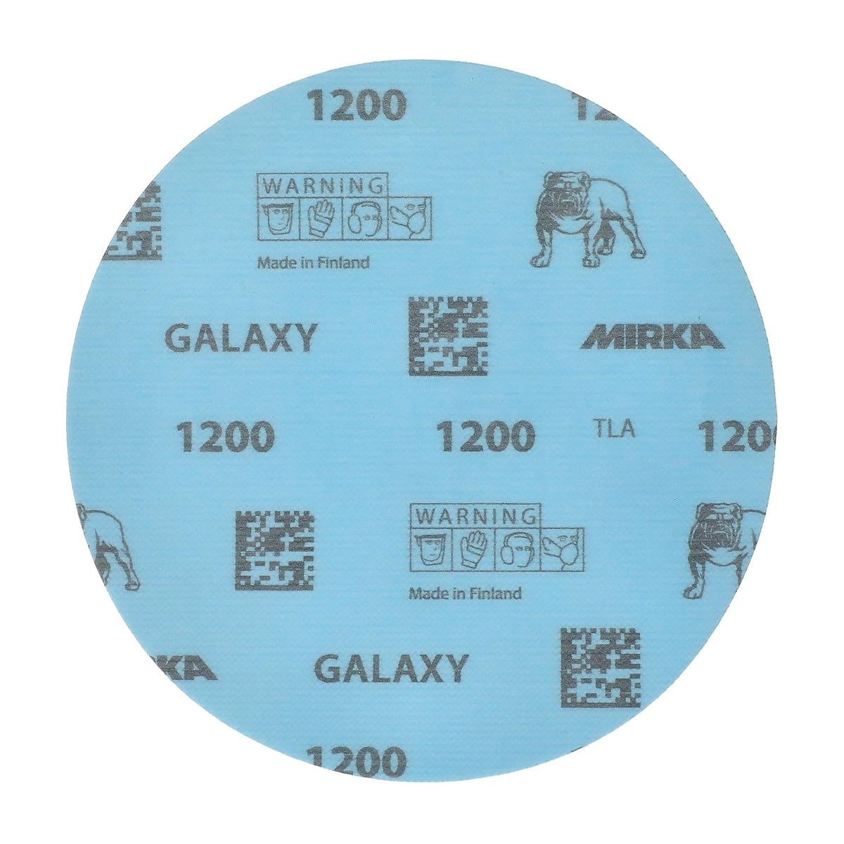 Close-up of Mirka Galaxy 1200 grit 6-in. sanding disc front