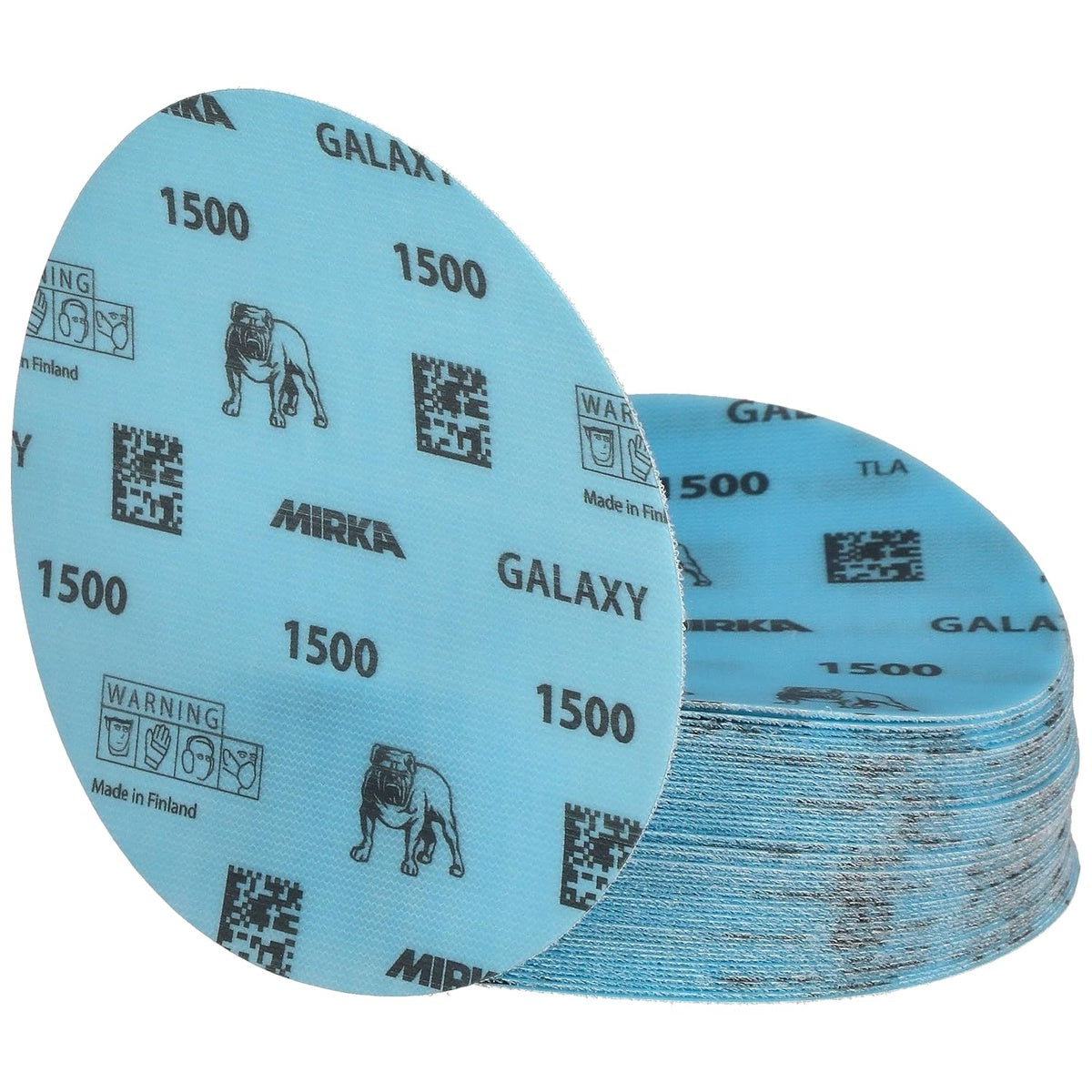 Stack of Mirka Galaxy 6-in. 1500 grit sanding discs