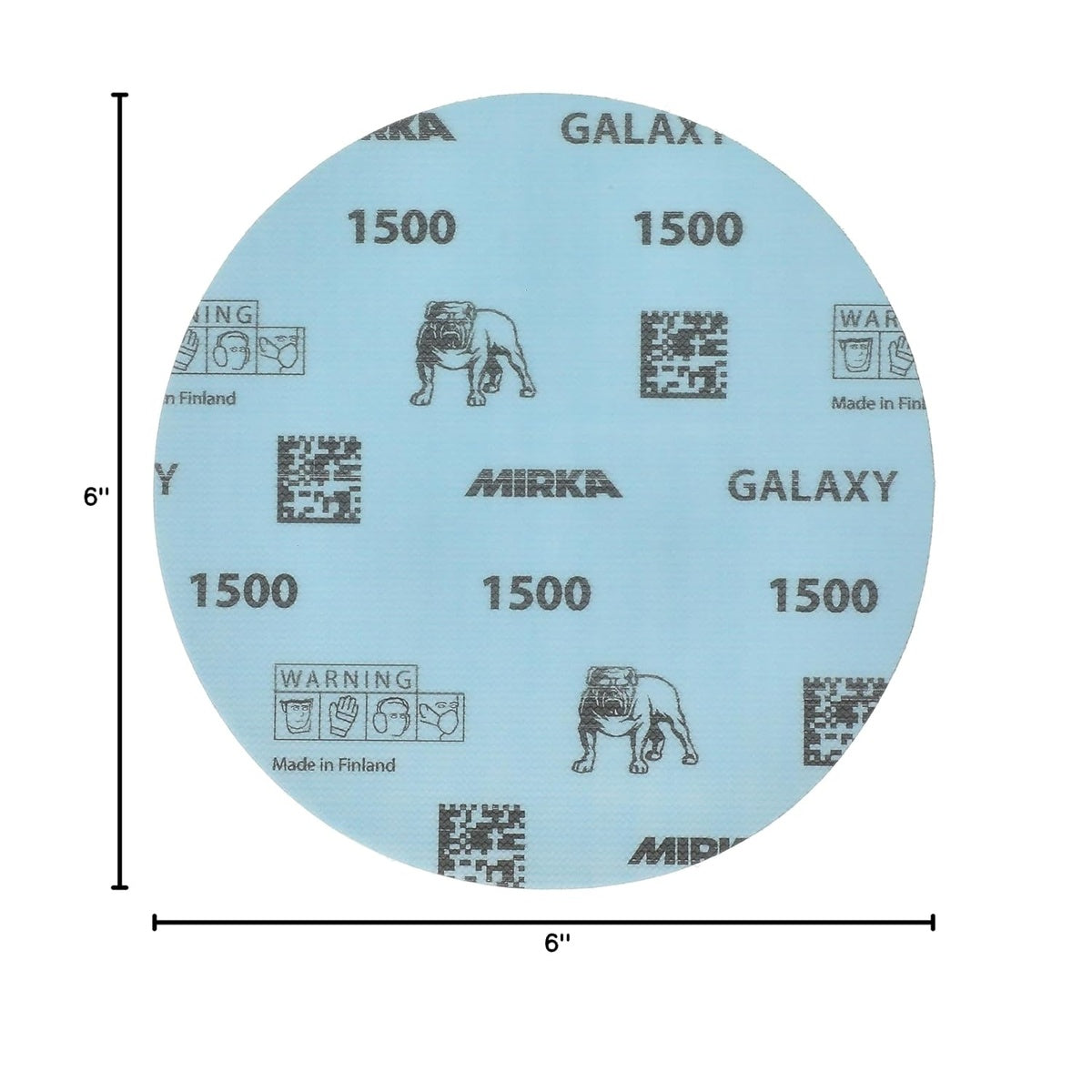 Mirka Galaxy 6-in. 1500 Grit Hook and Loop Sanding Discs, 50-Pack for Epoxy, Wood, and Metal (FY-622-1500)