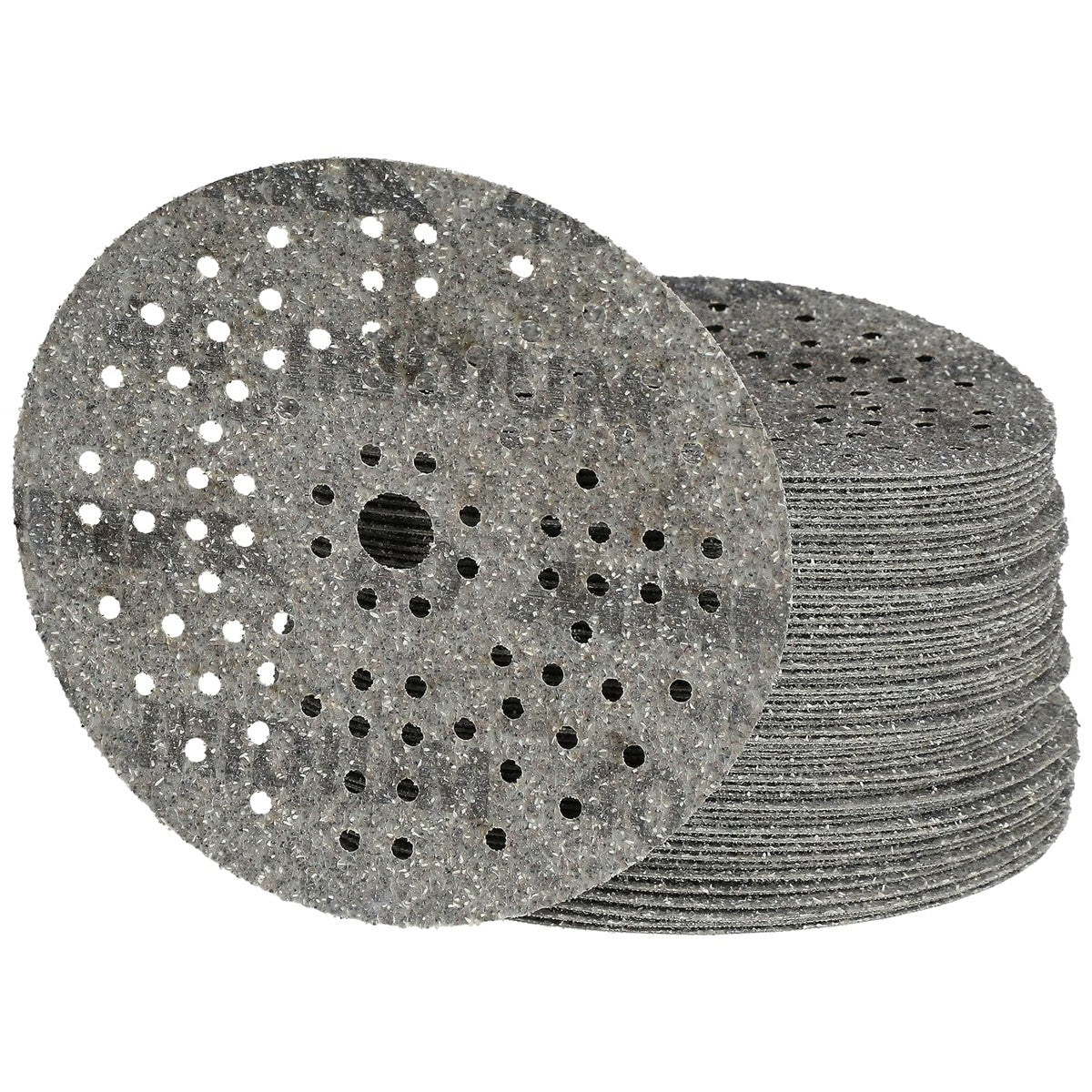 Stack of Mirka Iridium 5-in. 40 grit multi-hole sanding discs