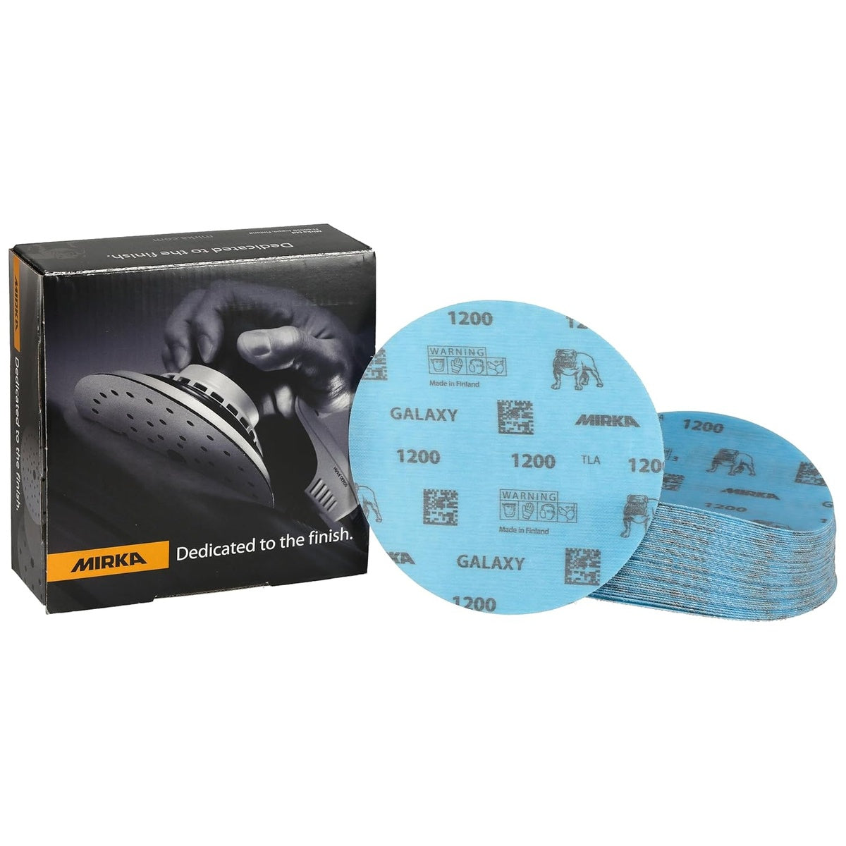 Mirka Galaxy 6-in. 1200 grit hook and loop sanding discs 50-pack with product box