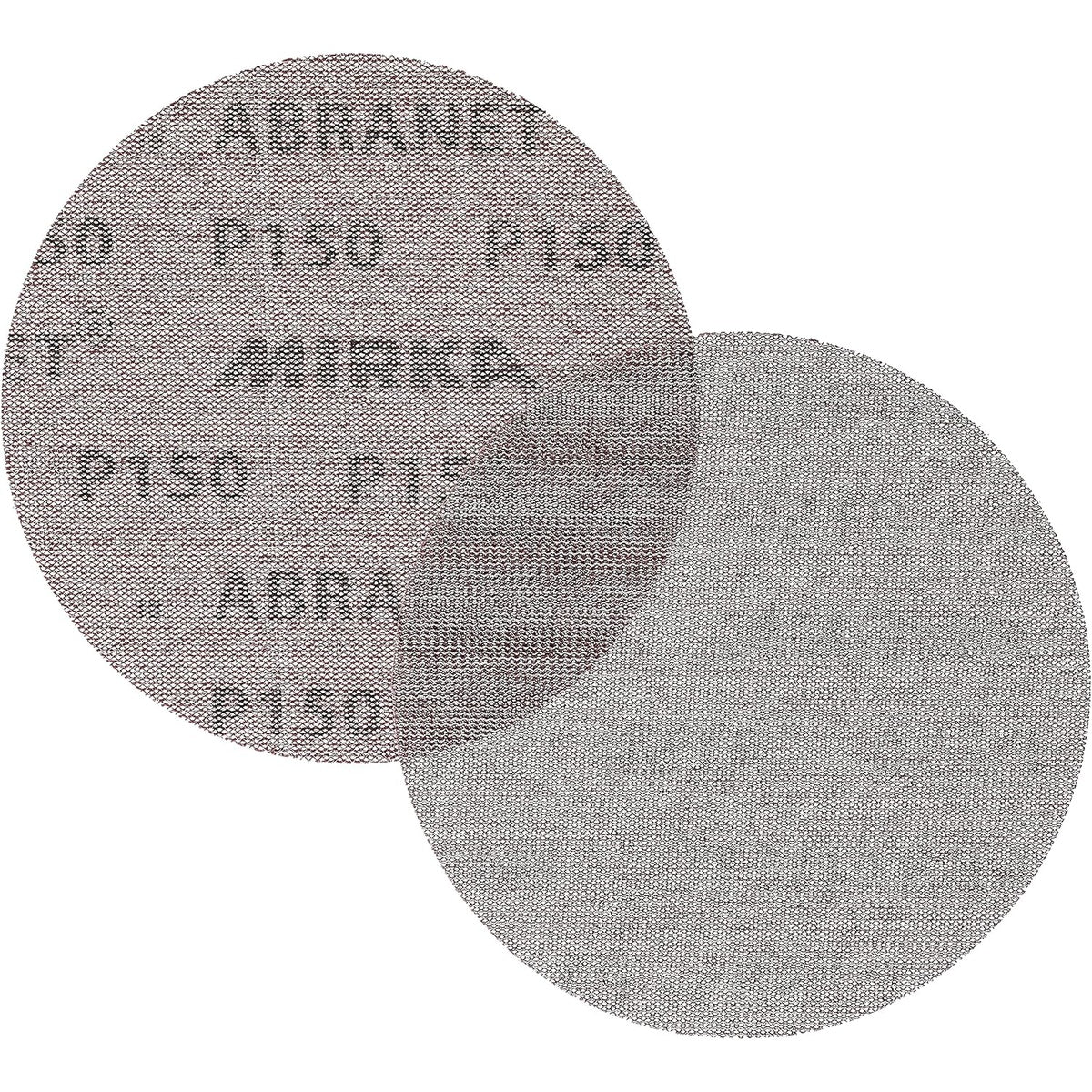 Mirka Abranet P150 sanding discs showing front and back mesh surfaces