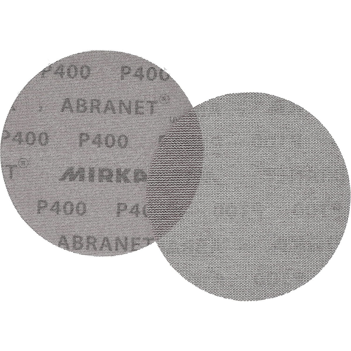 Front and back view of Mirka Abranet 6-in. P400 sanding disc