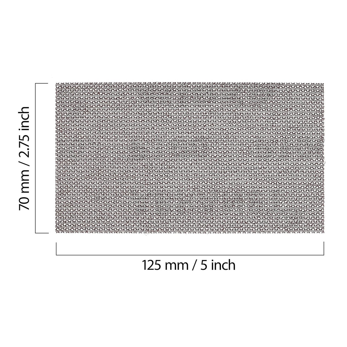 Mirka Abranet rectangular mesh sanding sheet with 2.75 in. x 5 in. size diagram