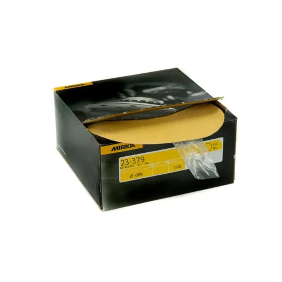 Mirka Gold adhesive sanding disc autobox packaging for 100-count discs