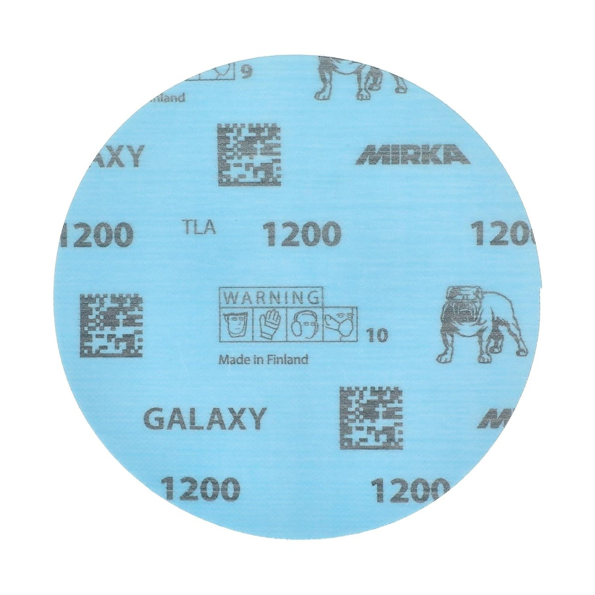 Close-up of Mirka Galaxy 1200 grit 5-in. sanding disc front