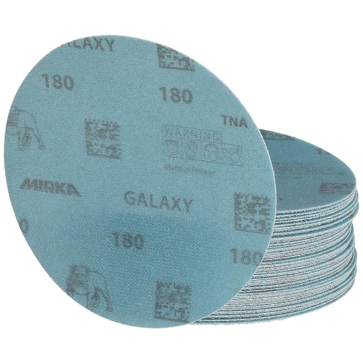 Stack of Mirka Galaxy 5-inch 180 grit sanding discs