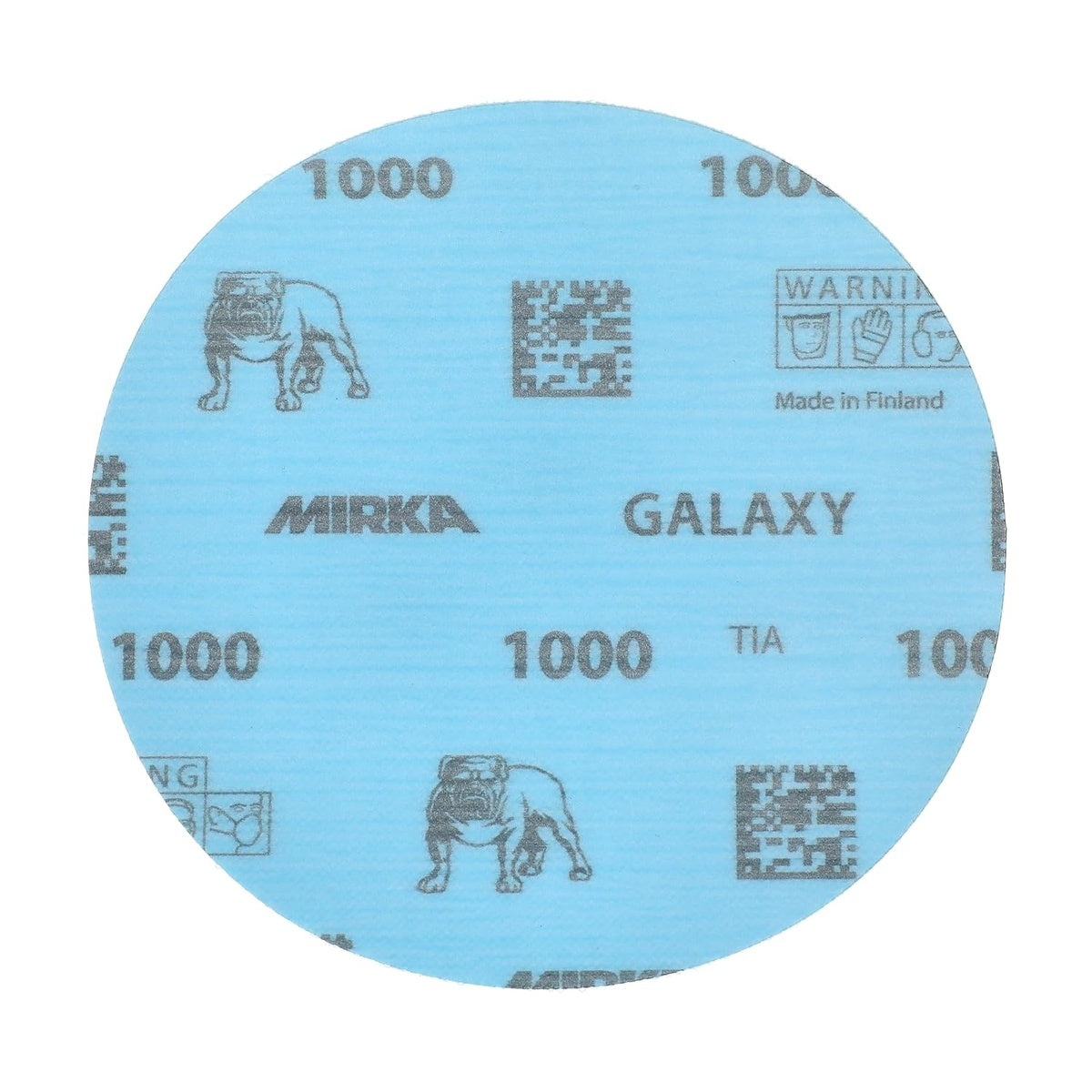 Close-up of Mirka Galaxy 1000 grit 5-in. sanding disc front