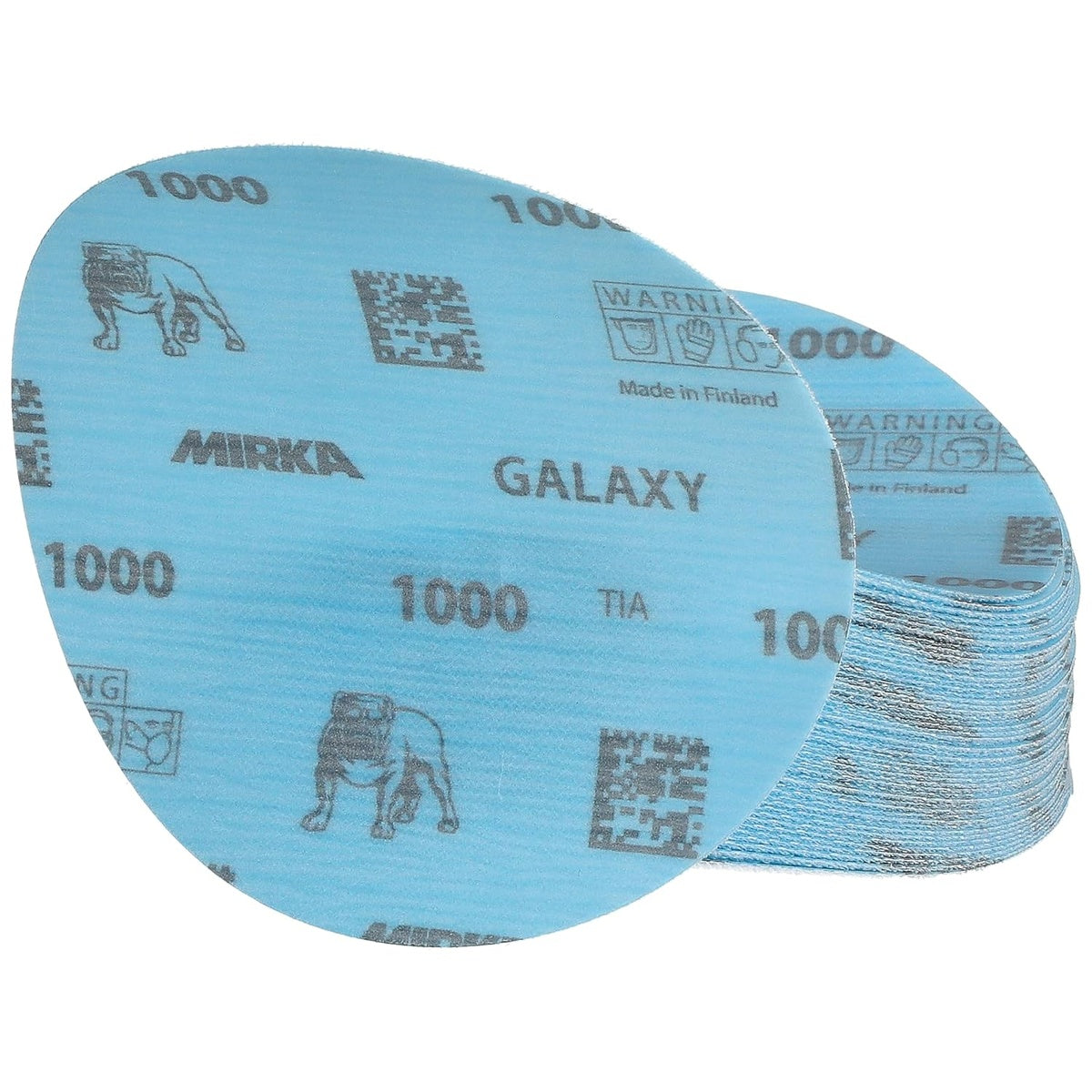 Stack of Mirka Galaxy 5-in. 1000 grit sanding discs