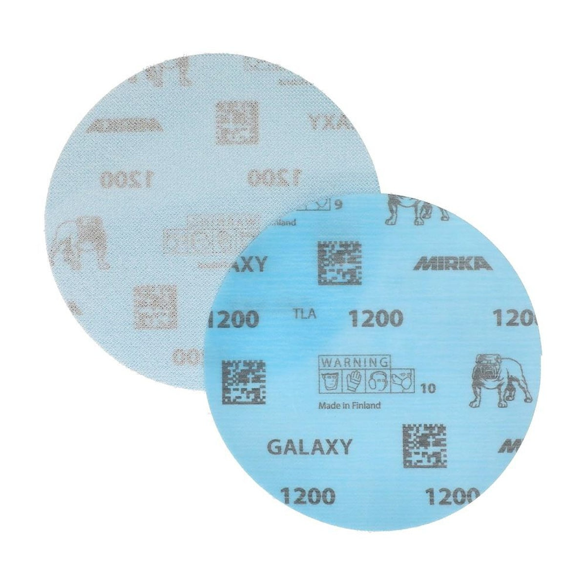 Mirka Galaxy 5-in. 1200 grit sanding disc front and back view