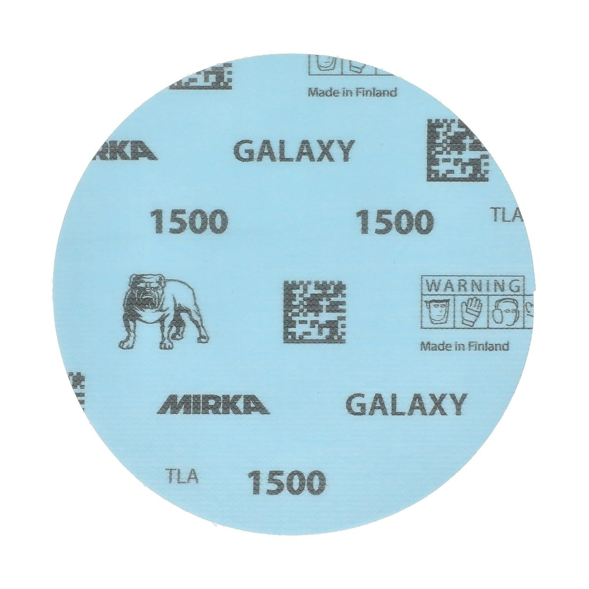 Single Mirka Galaxy 1500 grit 5-in. sanding disc front view