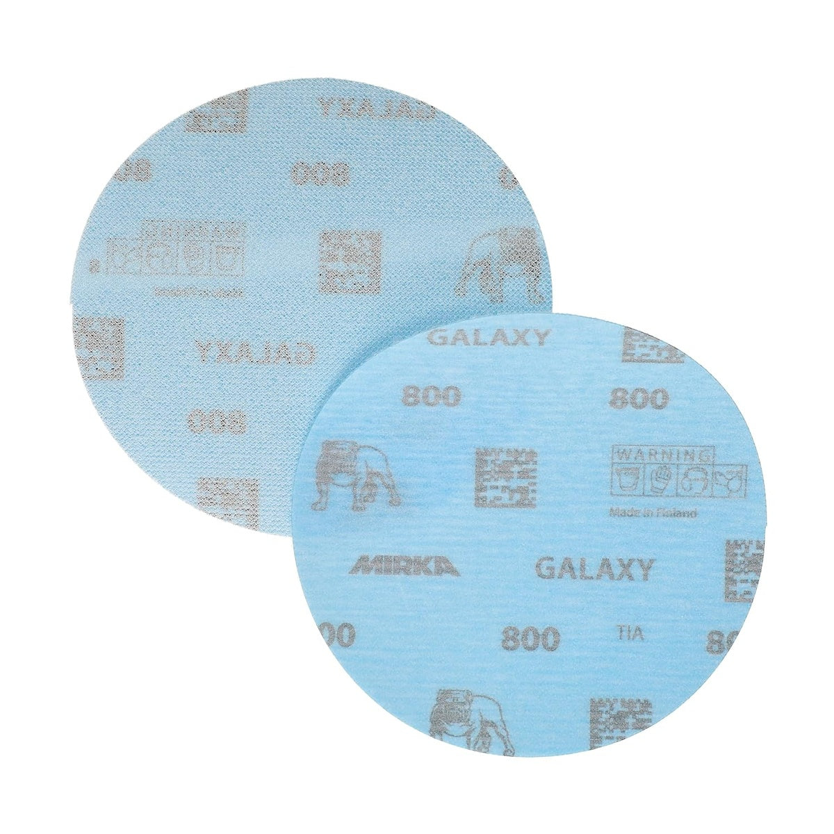 Front and back view of Mirka Galaxy 5-in. 800 grit sanding disc