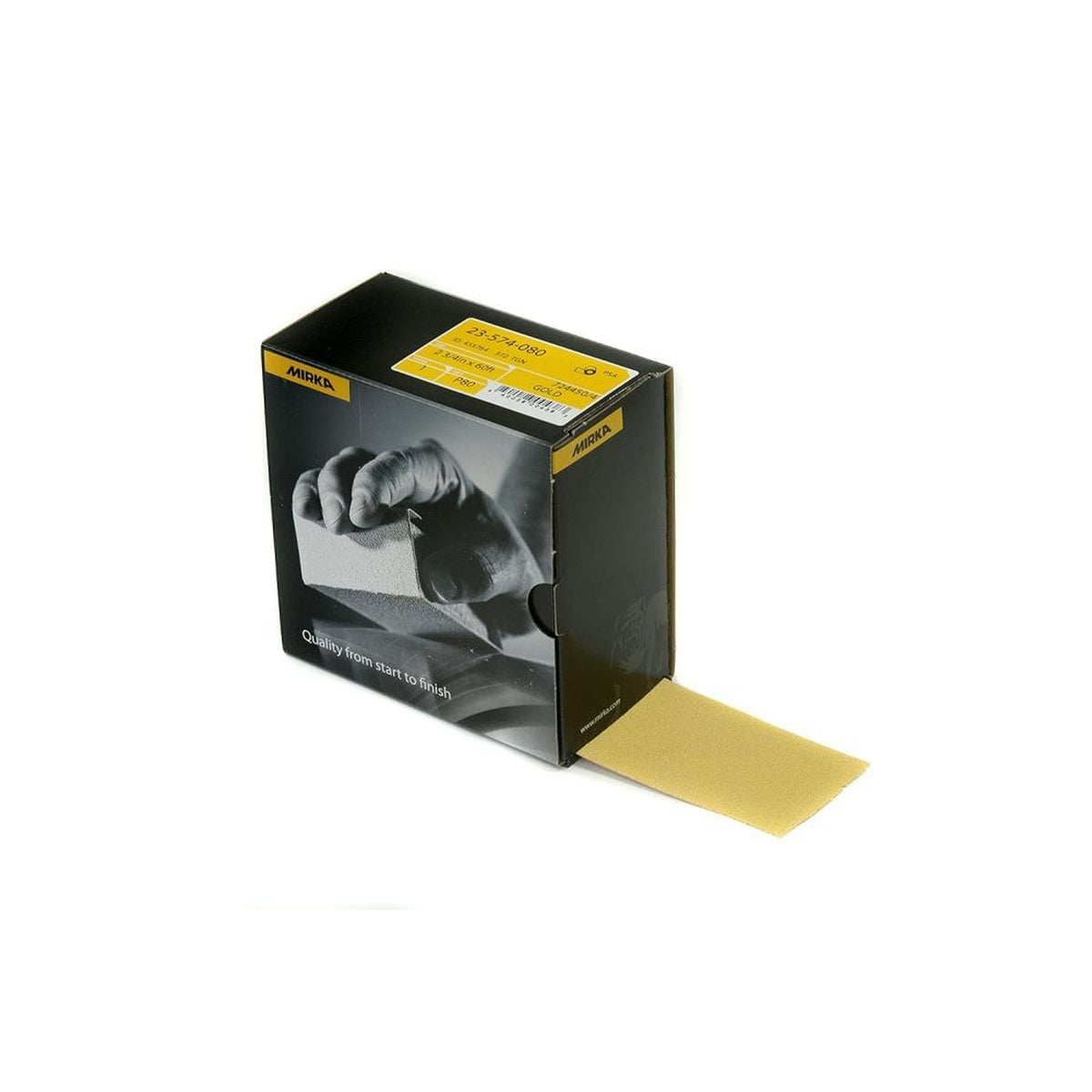 Mirka Gold P80 sanding roll dispenser box with abrasive sheet extended