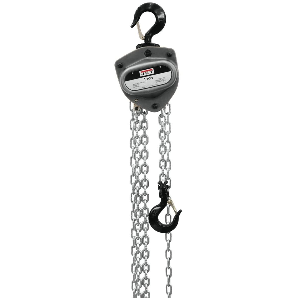 JET 203115 L-100-100WO-15, 1-Ton Hand Chain Hoist With 15-Foot Lift & Overload Protection