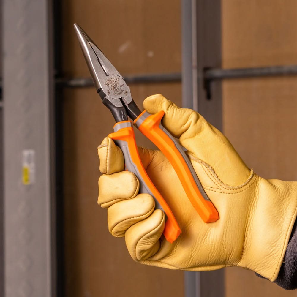 Klein Tools 2038RINS Pliers, Long Nose Side-Cutters, Insulated, 8-Inch