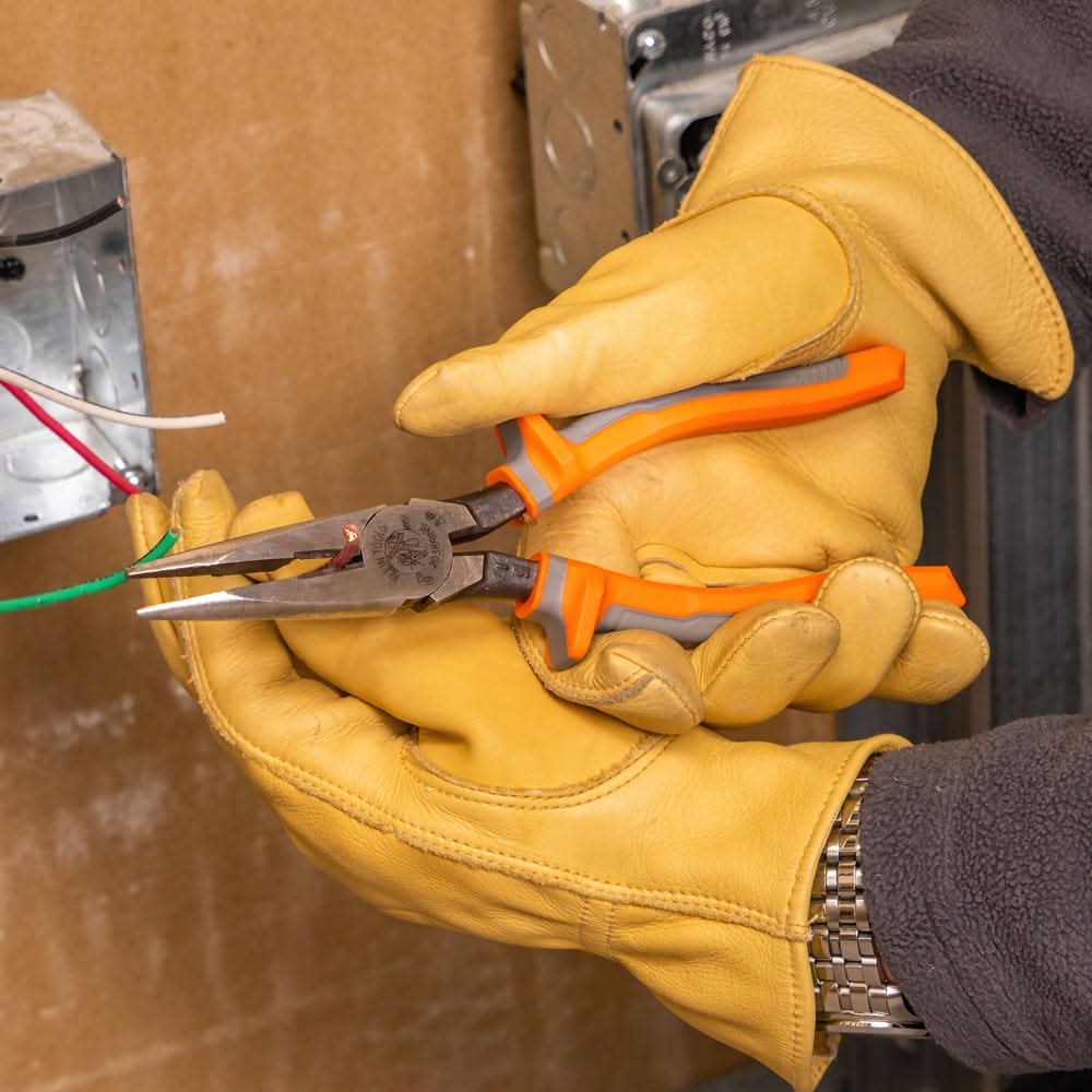 Klein Tools 2038RINS Pliers, Long Nose Side-Cutters, Insulated, 8-Inch