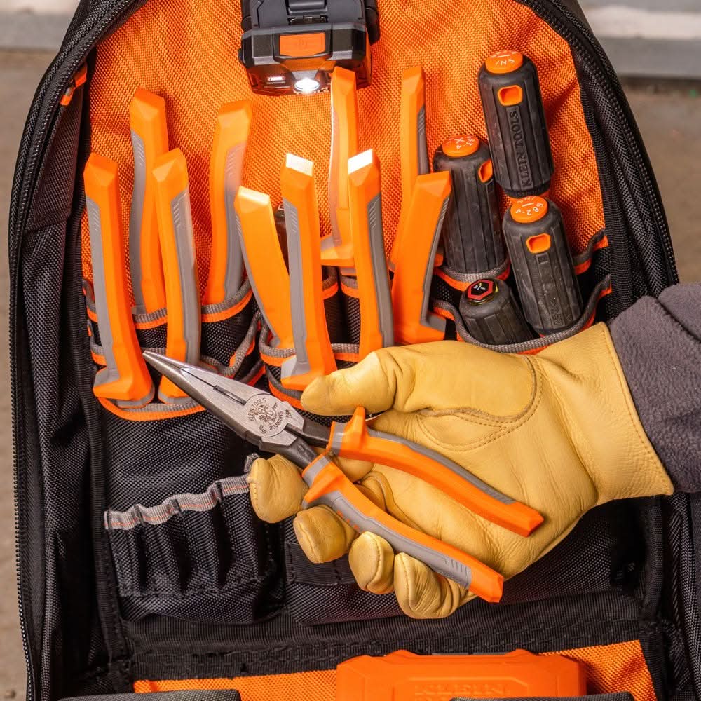 Klein Tools 2038RINS Pliers, Long Nose Side-Cutters, Insulated, 8-Inch