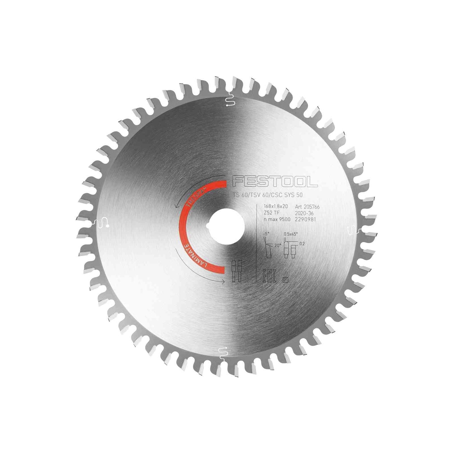 Festool 205773 LAMINATE/HLP HW 168x1,8x20 TF 52 168mm 52T Saw Blade