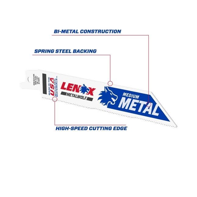Lenox 2059115 METALWOLF 6 in. 18 TPI Carbide Tooth Metal Recip Saw Blade (15-Pack)