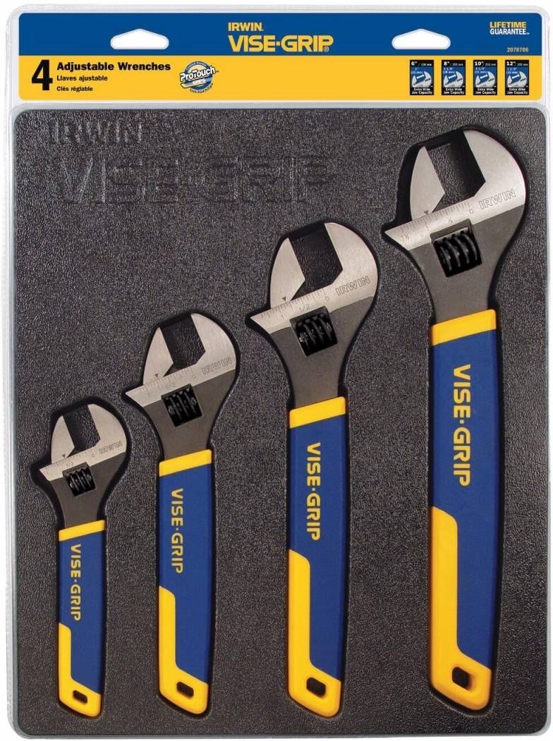Irwin 2078706 VISE-GRIP Adjustable Wrench Set 4-Piece