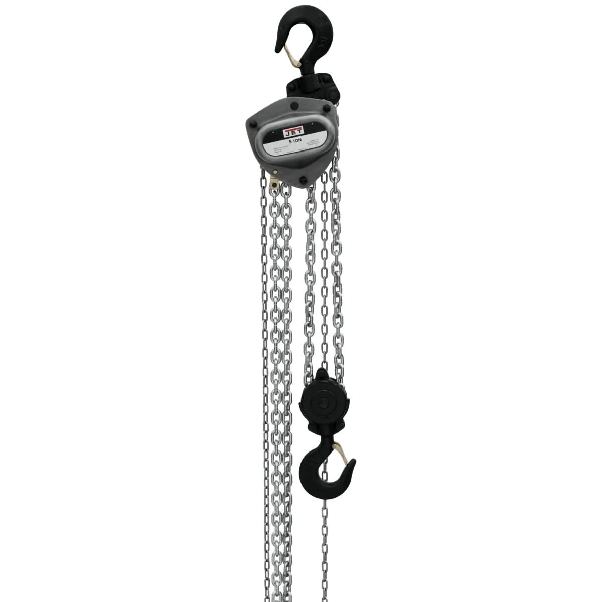 JET 208115 L-100-500WO-15, 5-Ton Hand Chain Hoist With 15-Foot Lift & Overload Protection