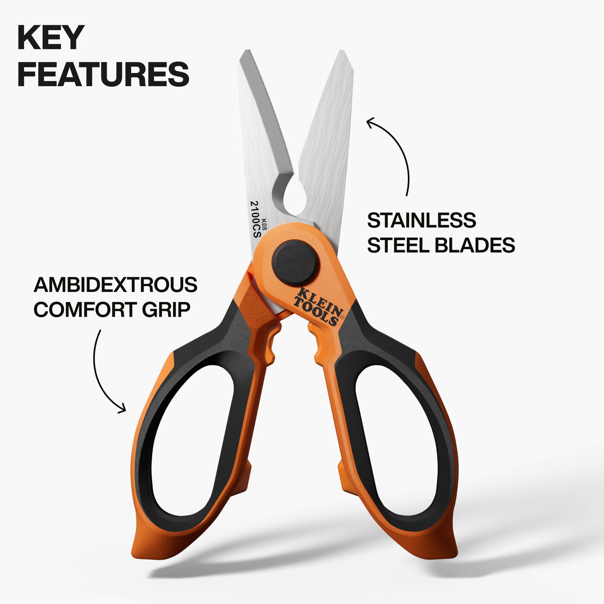 Klein 2100CS electrician scissors blade detail