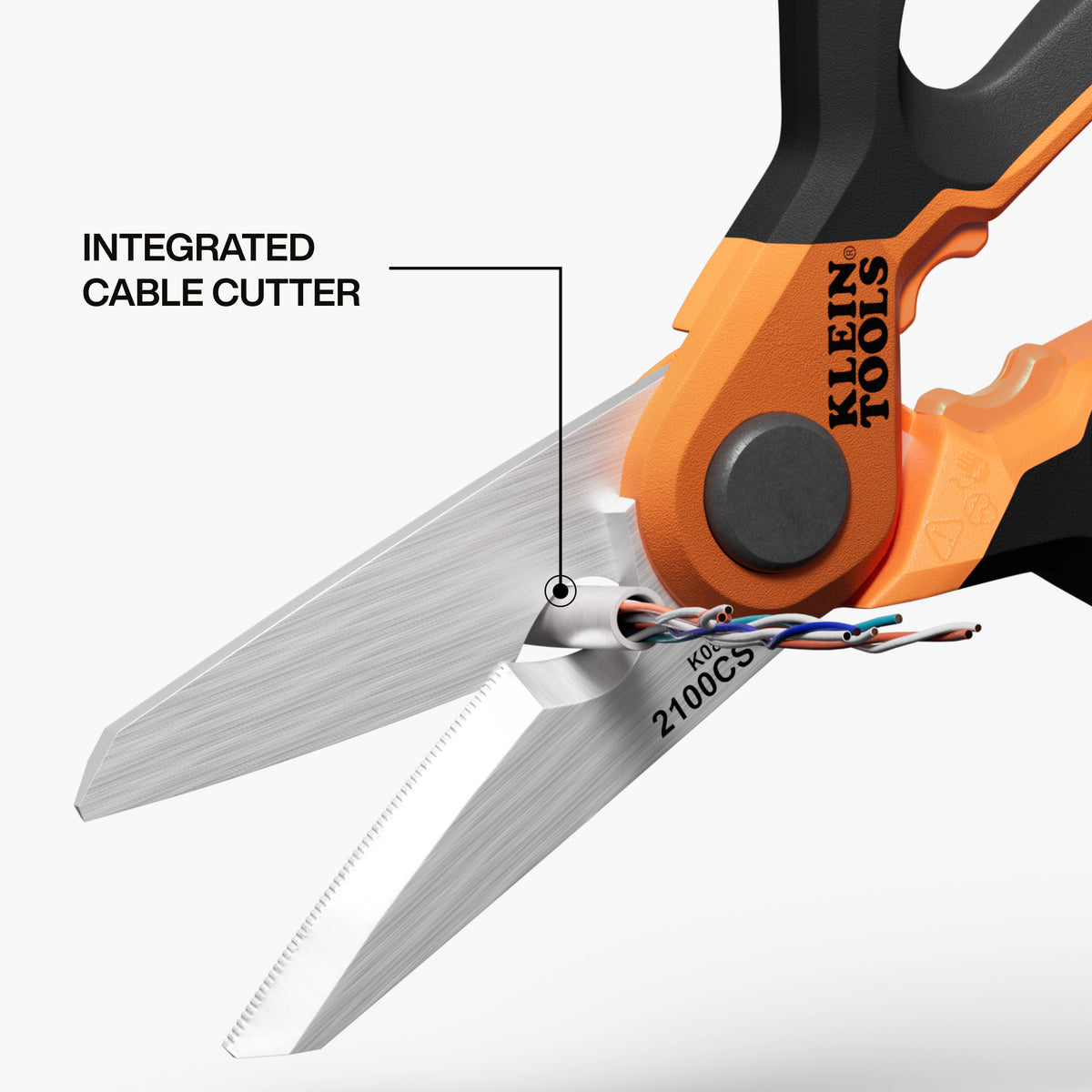 Klein 2100CS electrician scissors cutting cable