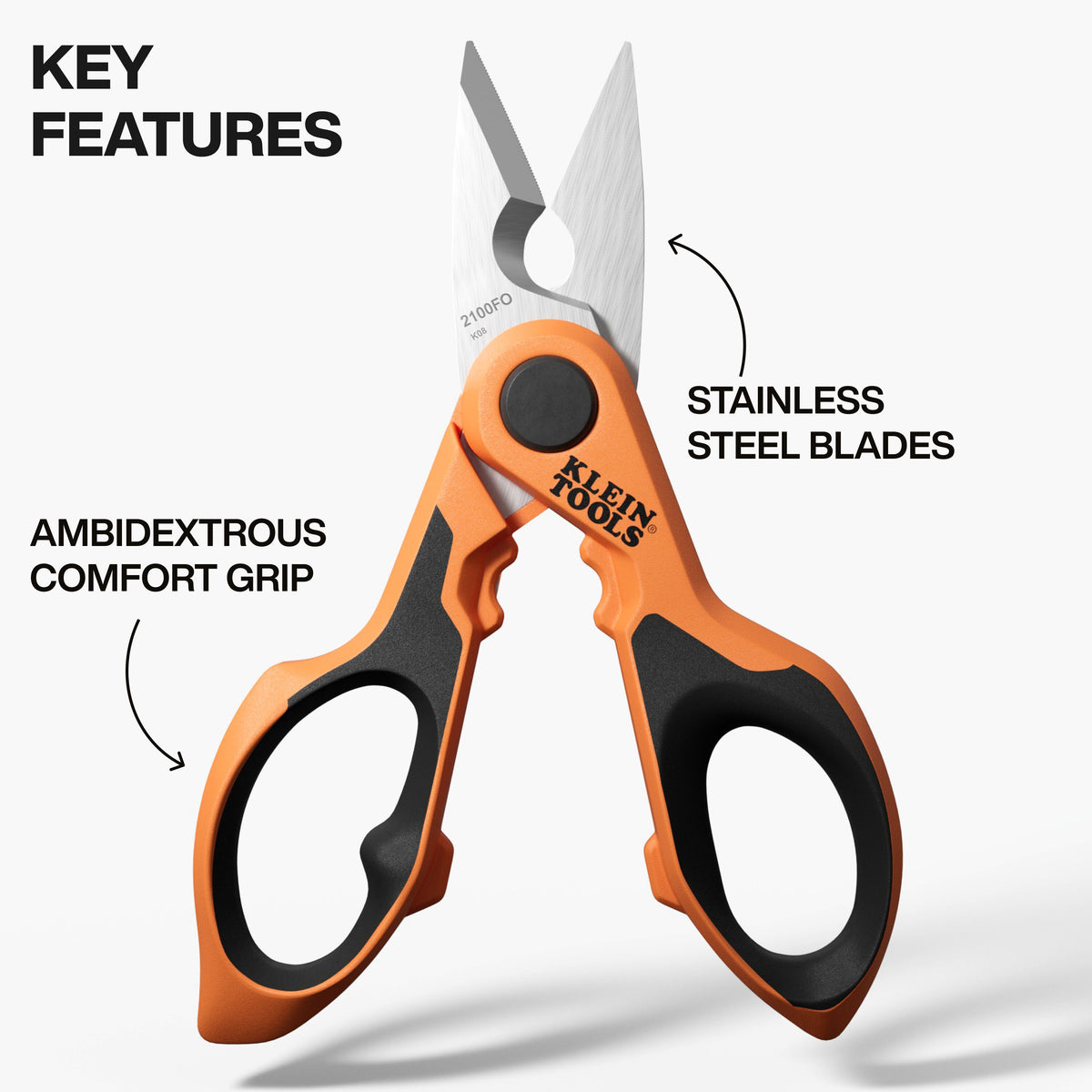 Klein 2100FO electrician scissors blade detail