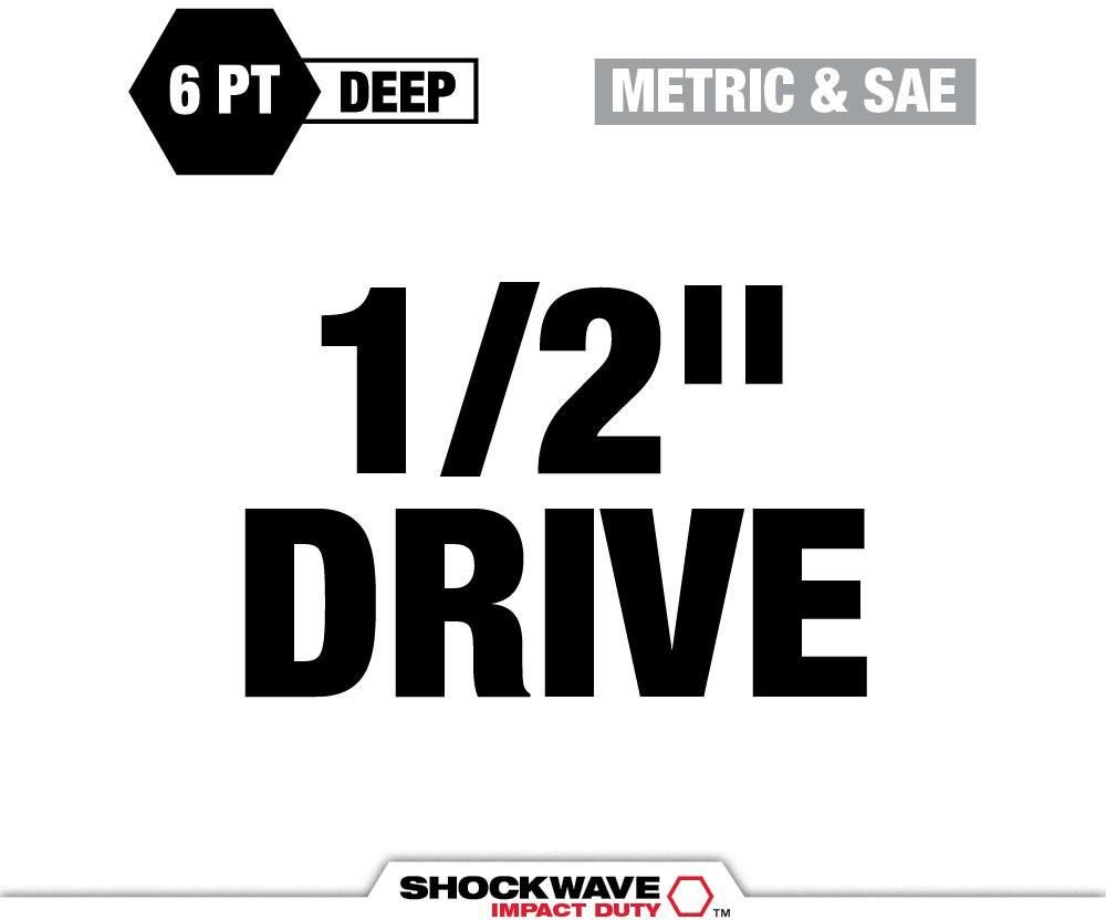 Milwaukee 49-66-7016 29-Piece SHOCKWAVE 1/2-Inch Drive SAE & Metric Deep 6-Point Impact Duty Socket Set