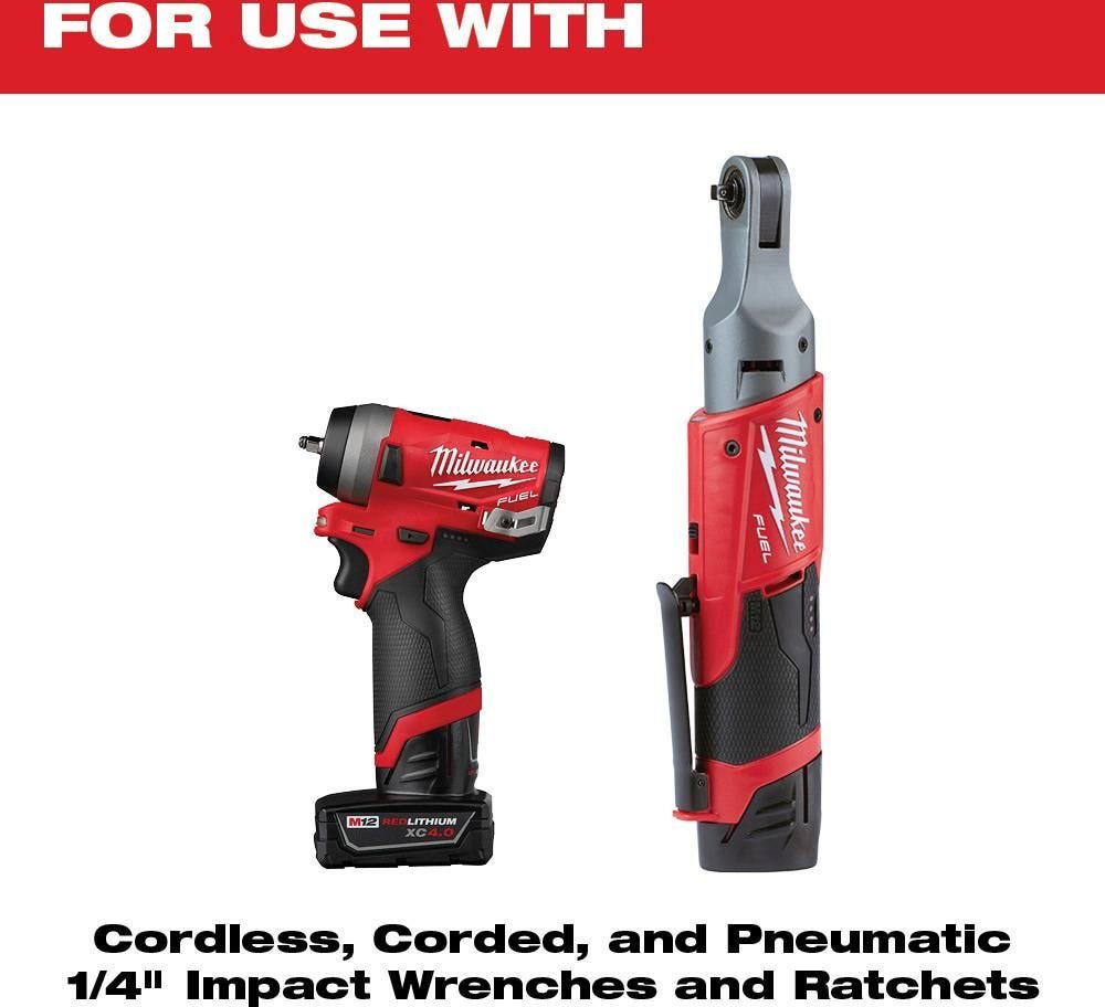 Milwaukee 49-66-7000 10-Piece SHOCKWAVE 1/4-Inch SAE Standard 6-Point Impact Duty Socket Set