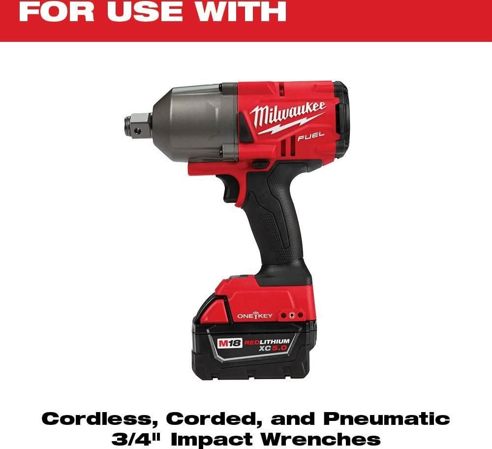 Milwaukee 49-66-7017 8-Piece SHOCKWAVE 3/4-Inch Drive SAE Standard 6-Point Impact Duty Socket Set