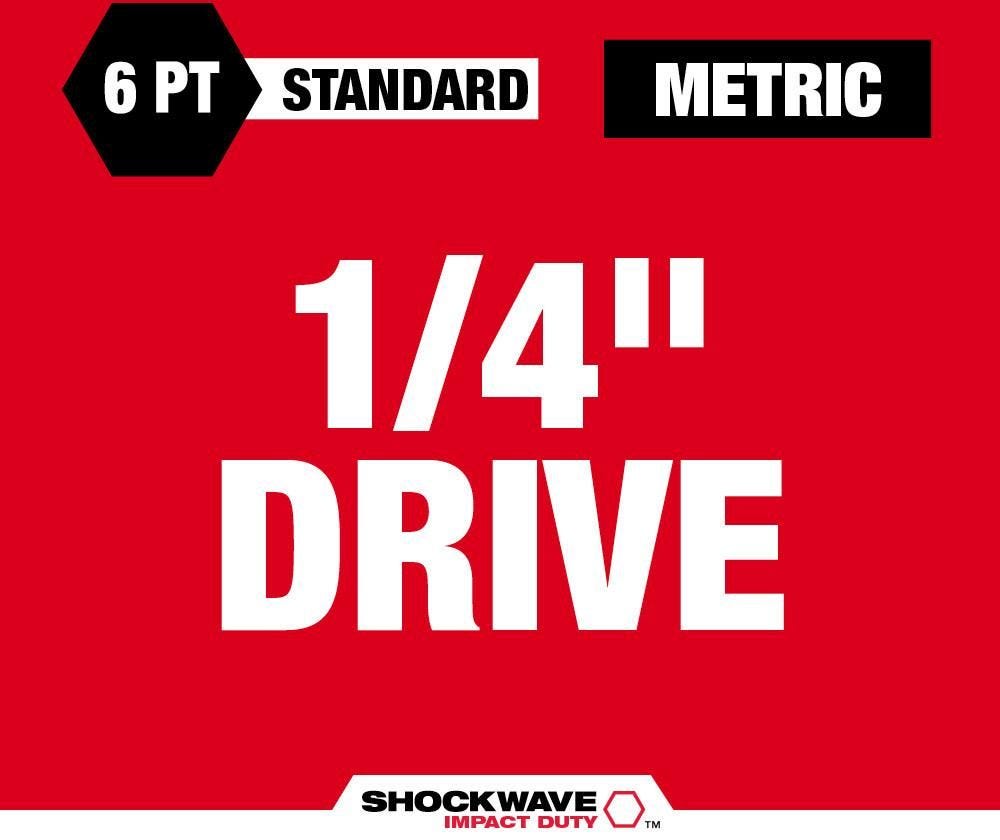 Milwaukee 49-66-7002 14-Piece SHOCKWAVE 1/4-Inch Metric Standard 6-Point Impact Duty Socket Set