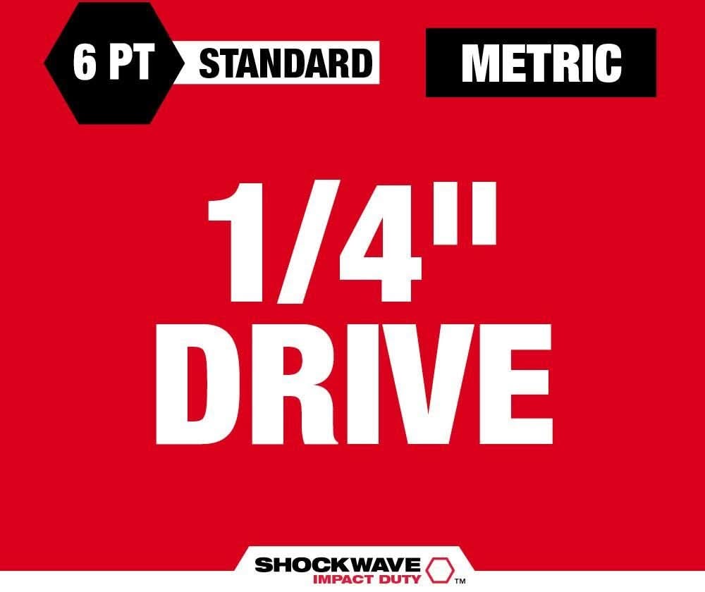 Milwaukee 49-66-7002 14-Piece SHOCKWAVE 1/4-Inch Metric Standard 6-Point Impact Duty Socket Set (PROMO)