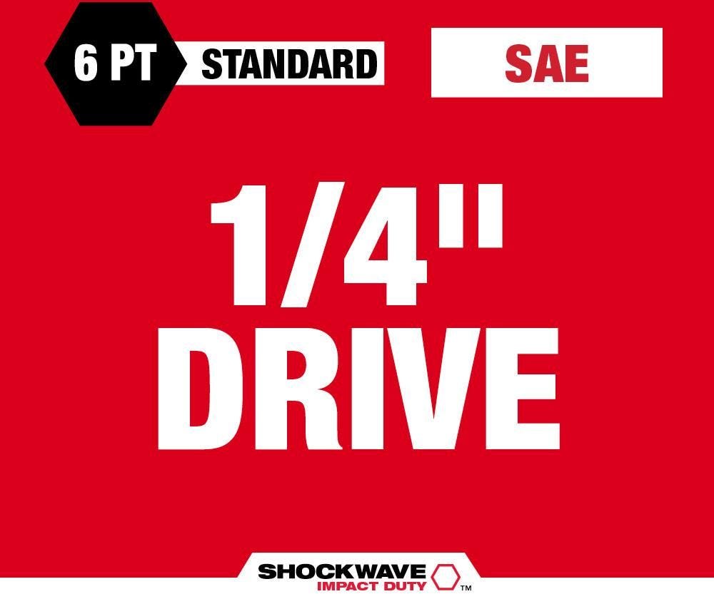 Milwaukee 49-66-7000 10-Piece SHOCKWAVE 1/4-Inch SAE Standard 6-Point Impact Duty Socket Set