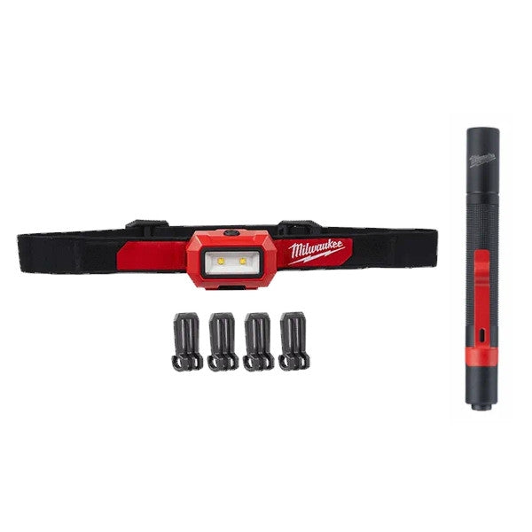 Milwaukee 2103PEN 350 Lumen Alkaline Flood Headlamp & 100 Lumen Penlight Kit