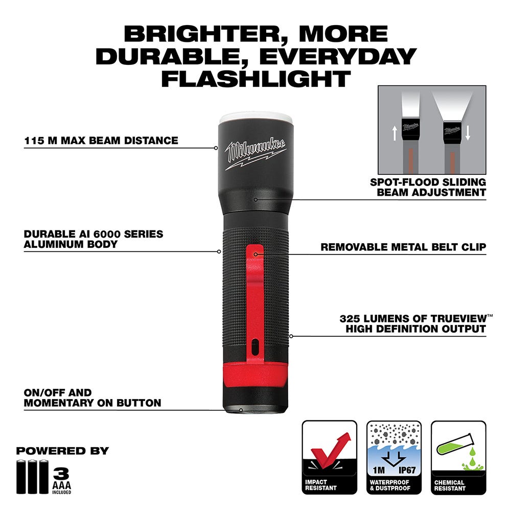 Milwaukee 2107S 325-Lumen Focusing Flashlight w/ Holster