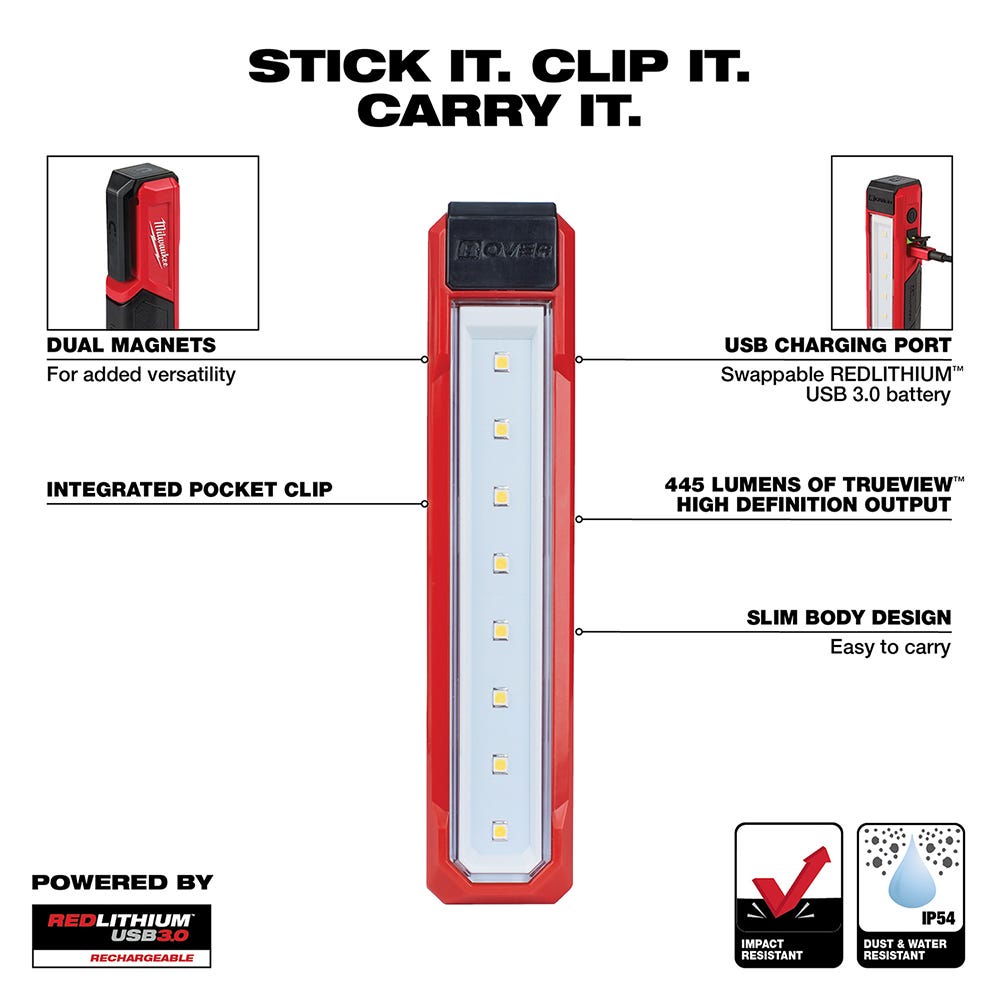 Milwaukee 2112-21 USB Rechargeable ROVER 445-Lumen Pocket Flood Light