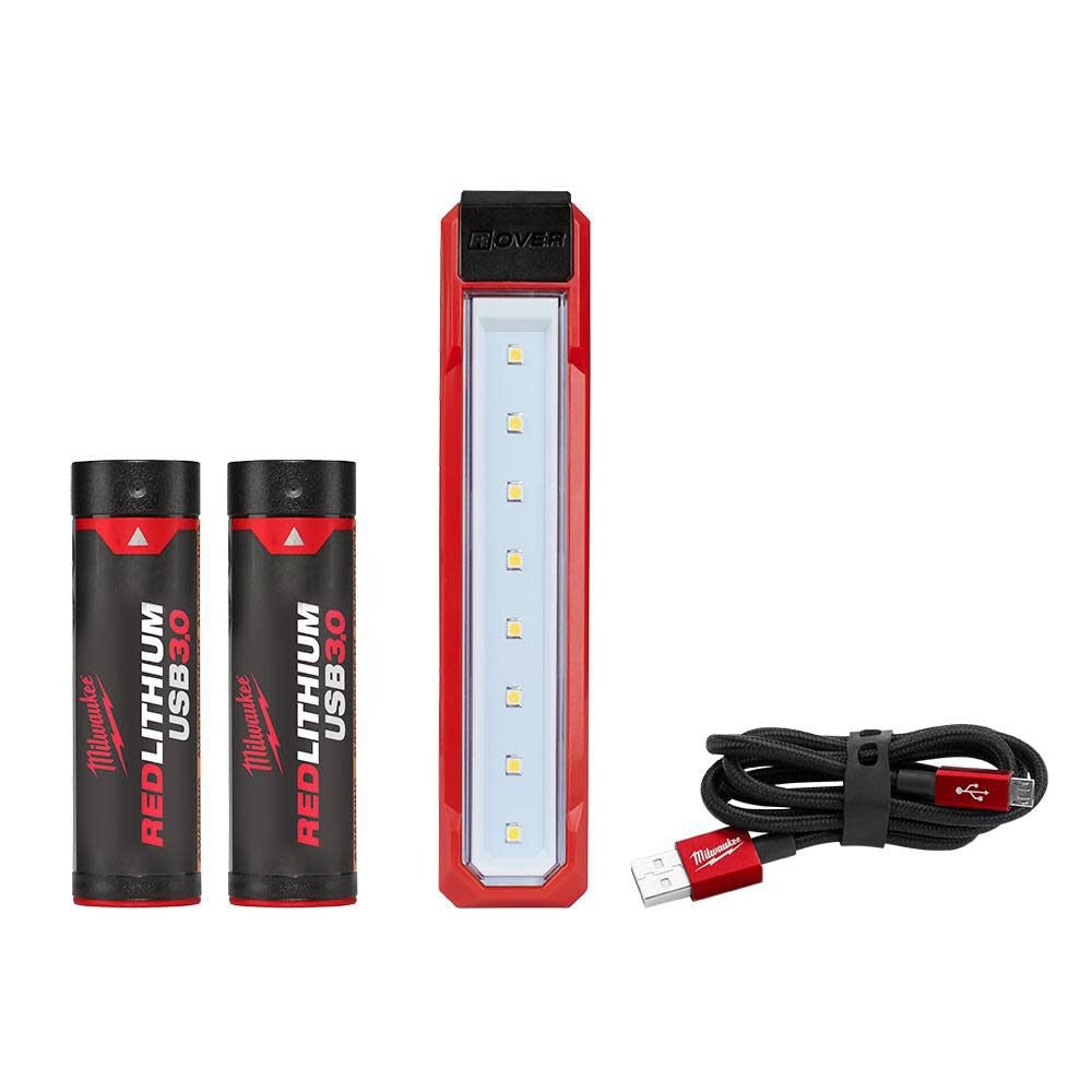 Milwaukee 445 Lumens LED REDLITHIUM USB Rover Pocket Flood Light Kit with Two USB 3.0 Ah Batteries