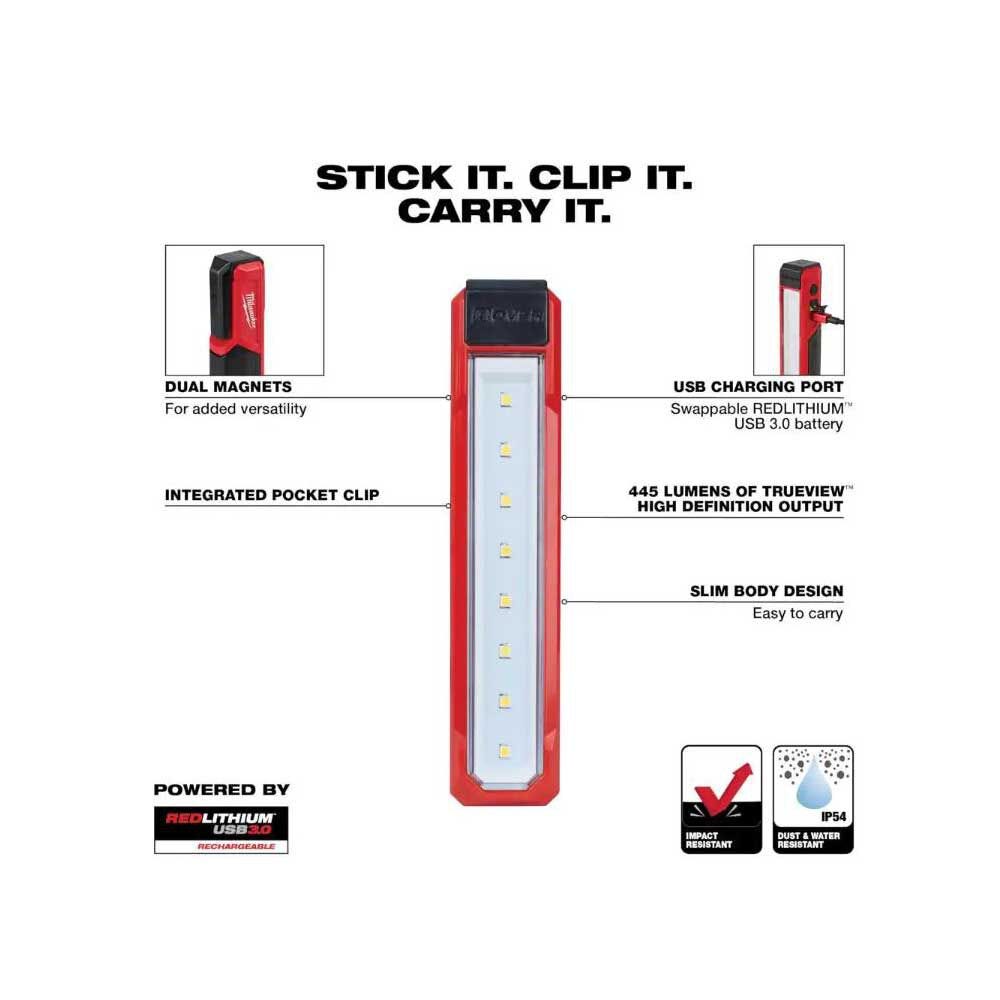 Milwaukee 445 Lumens LED REDLITHIUM USB Rover Pocket Flood Light Kit with Two USB 3.0 Ah Batteries