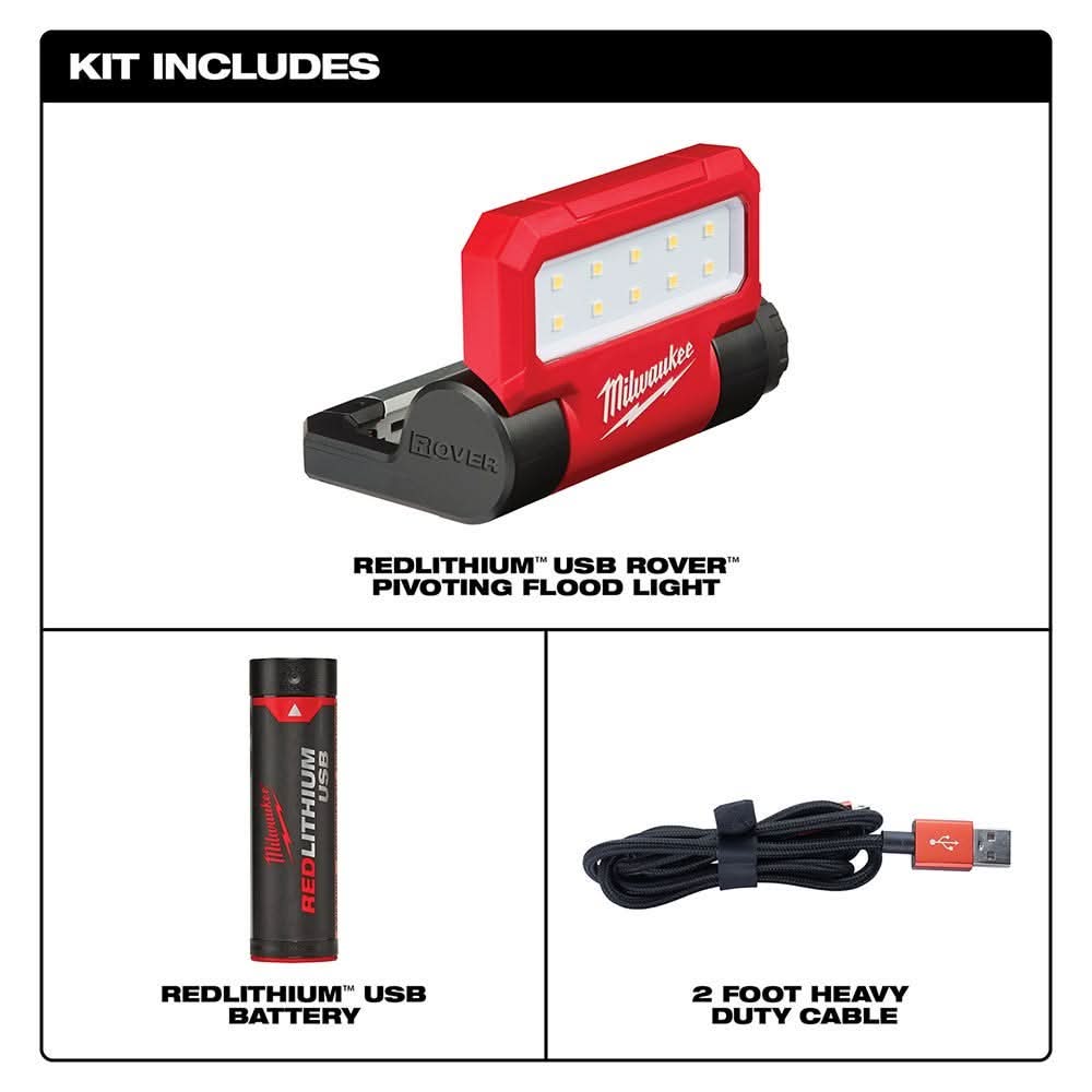 Milwaukee USB Rechargeable Low-Profile Headlamp with USB Rechargeable ROVER Pivoting Flashlight