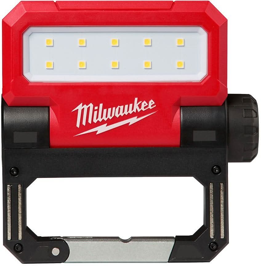 ebay milwaukee flashlight Milwaukee 550 Lumens LED REDLITHIUM USB Pivoting Flood Light (2-Pack) with USB Charger and Power Source Kit