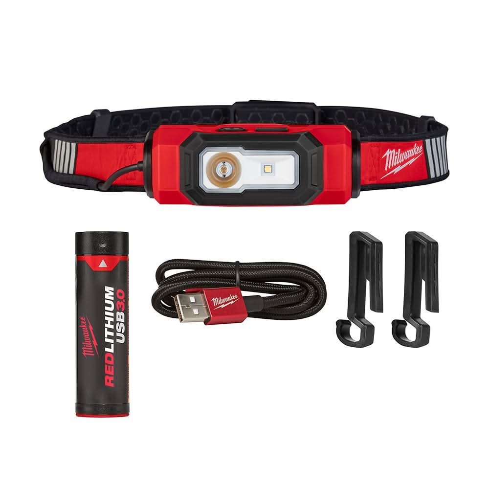 Milwaukee REDLITHIUM USB Bluetooth Ear Buds with USB Rechargeable BEACON 600-Lumen Hard Hat Light