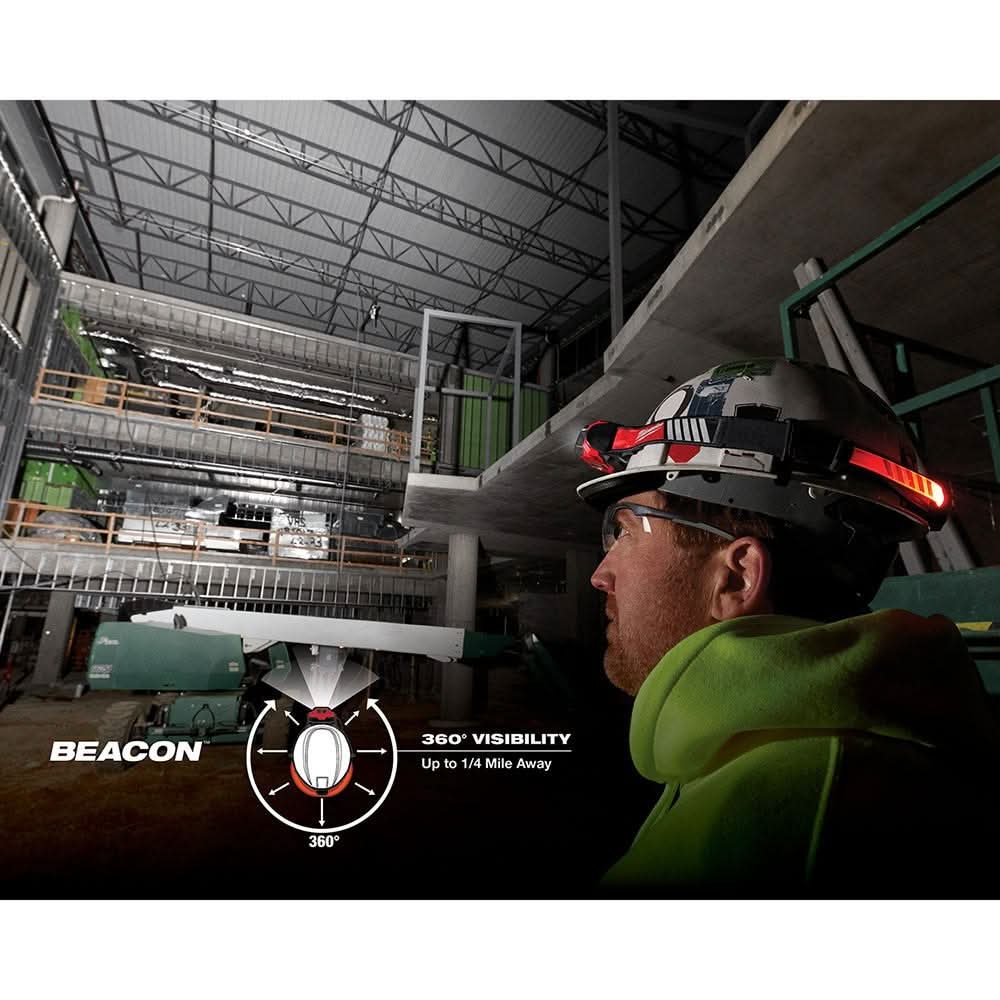 Milwaukee REDLITHIUM USB Bluetooth Ear Buds with USB Rechargeable BEACON 600-Lumen Hard Hat Light
