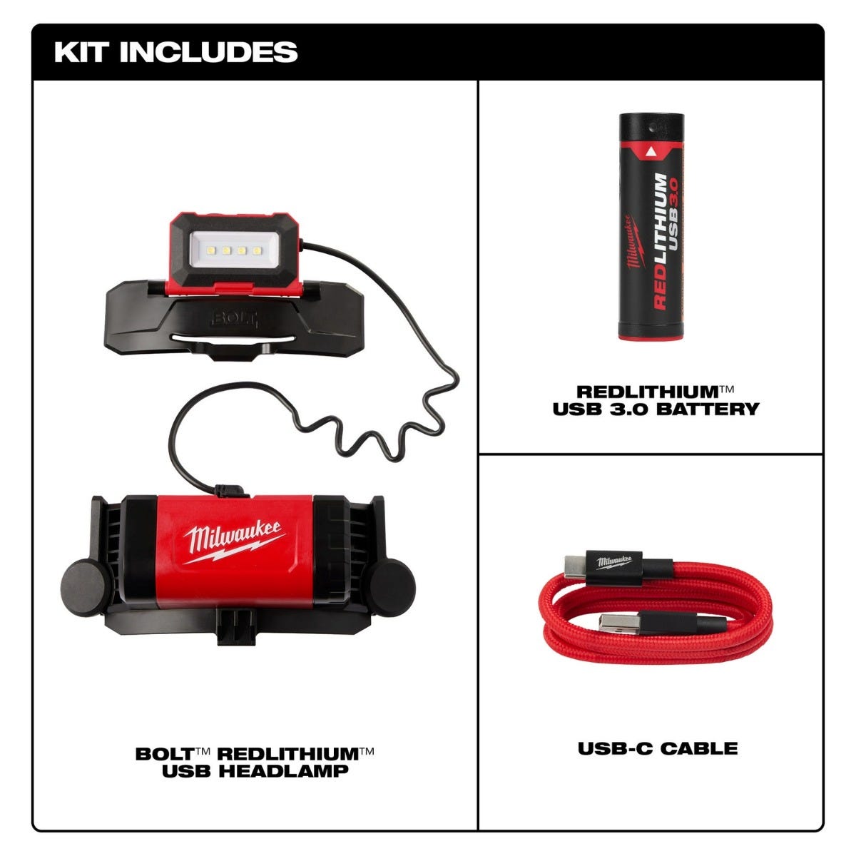 Milwaukee 2118-21 BOLT REDLITHIUM USB 600-Lumen Headlamp